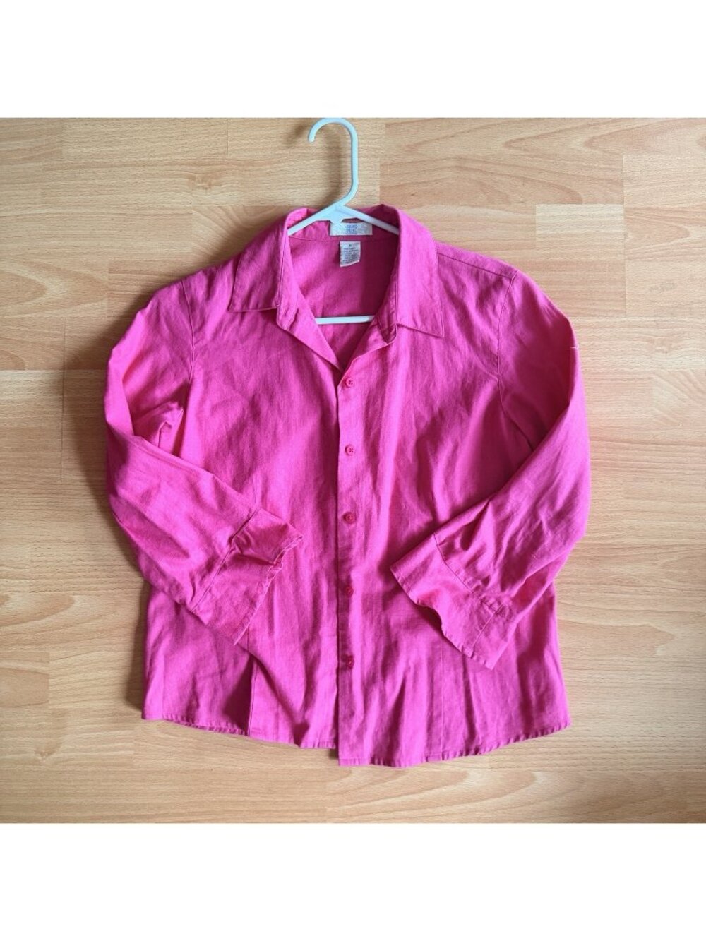 Magenta Button Down Cotton Linen Medium Y2K Natural Fiber